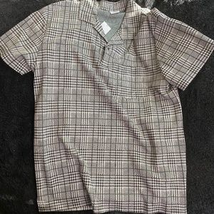 Houndstooth Print Bowling Shirt